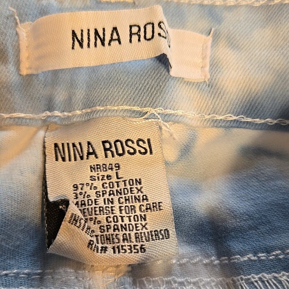 D1 NWT Nina Rossi Tie Die Button Closure Pockets Skinny Leg Denim Sm Md Lg - Picture 9 of 10